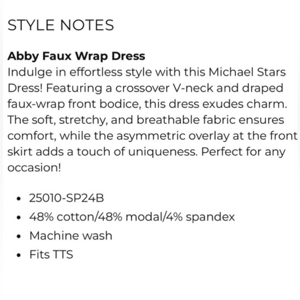 MICHAEL STARS NWOT ABBY FAUX WRAP DRESS - Picture 3 of 4